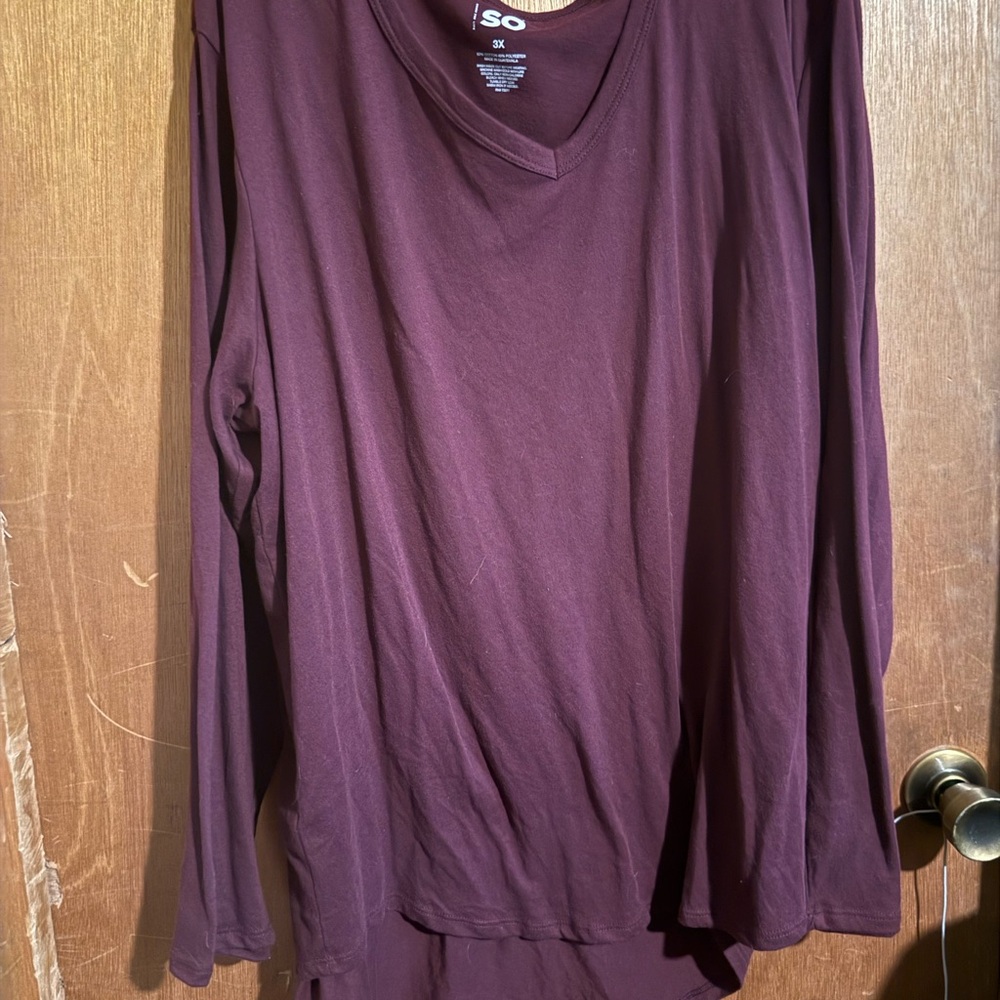 2 SO Long Sleeve Tees Casual Style One Purple, One Black